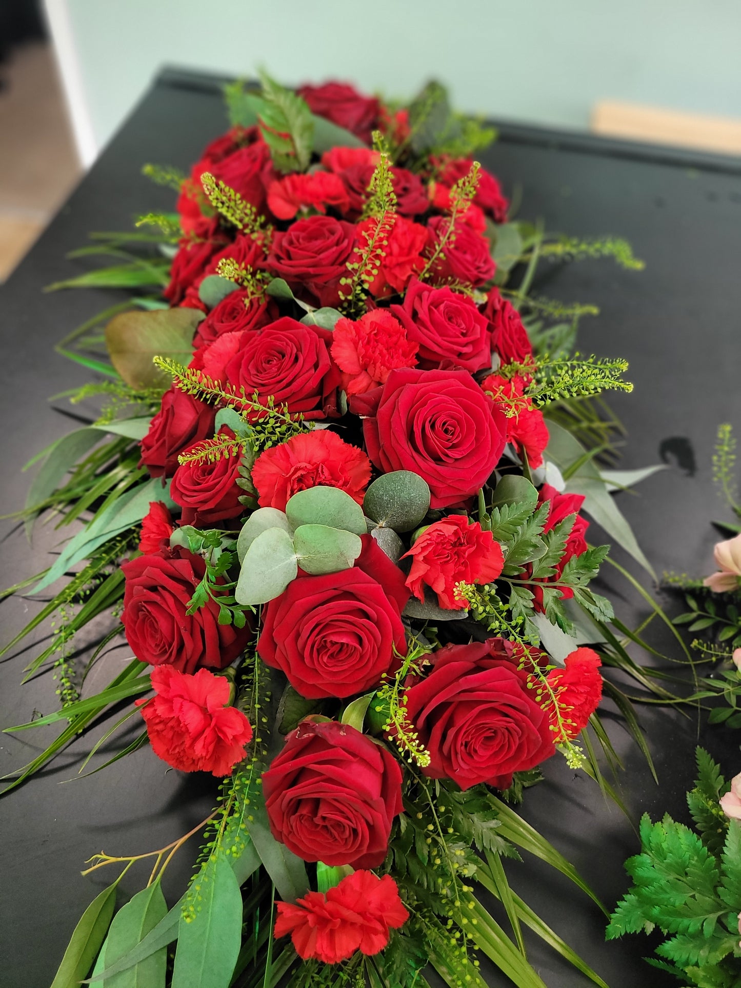 Red Rose and Red Carnation 3ft Spray