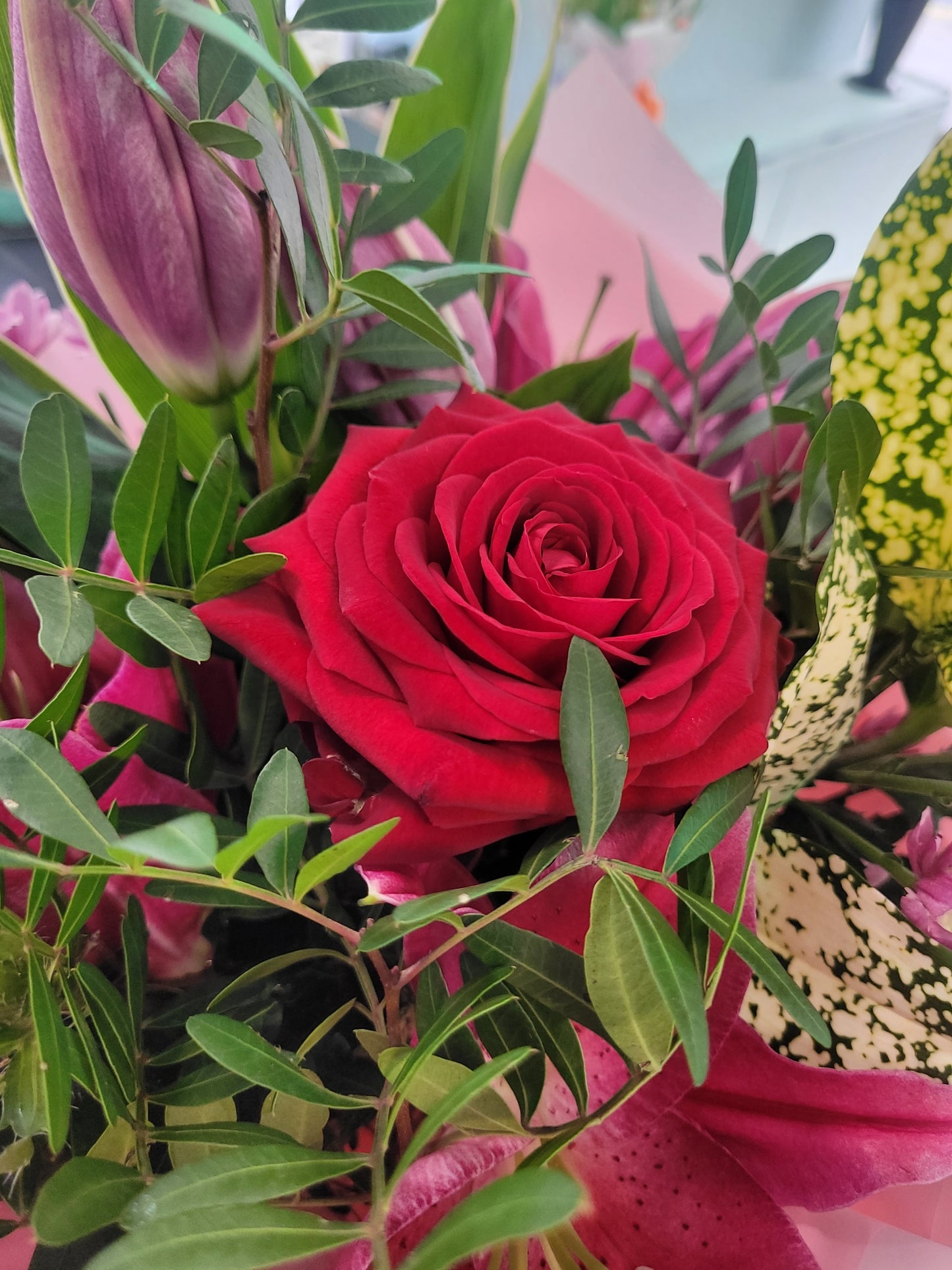 Red Rose & Lily Bouquet