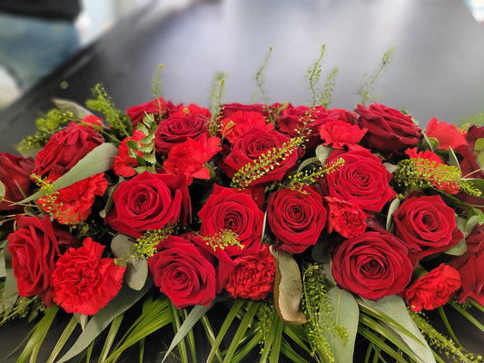 Red Rose and Red Carnation 3ft Spray